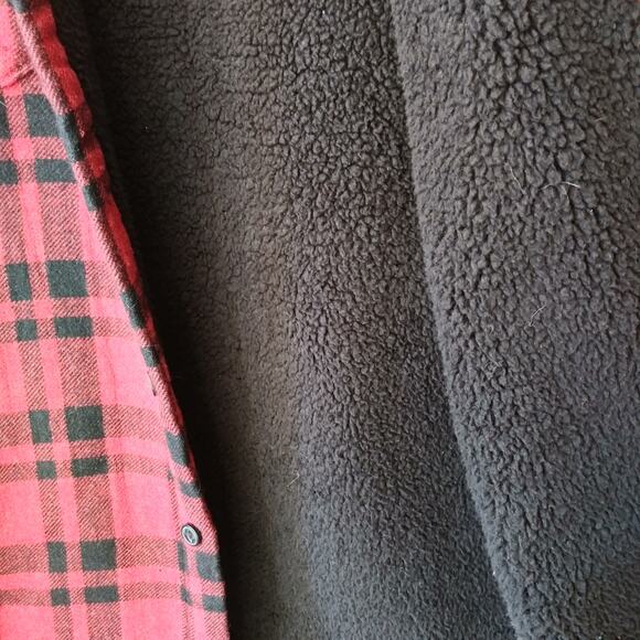 Treasure Bond L Plaid Faux Sherpa Lined Flannel Shacket Jacket Coat Wool Blend - Picture 5 of 12